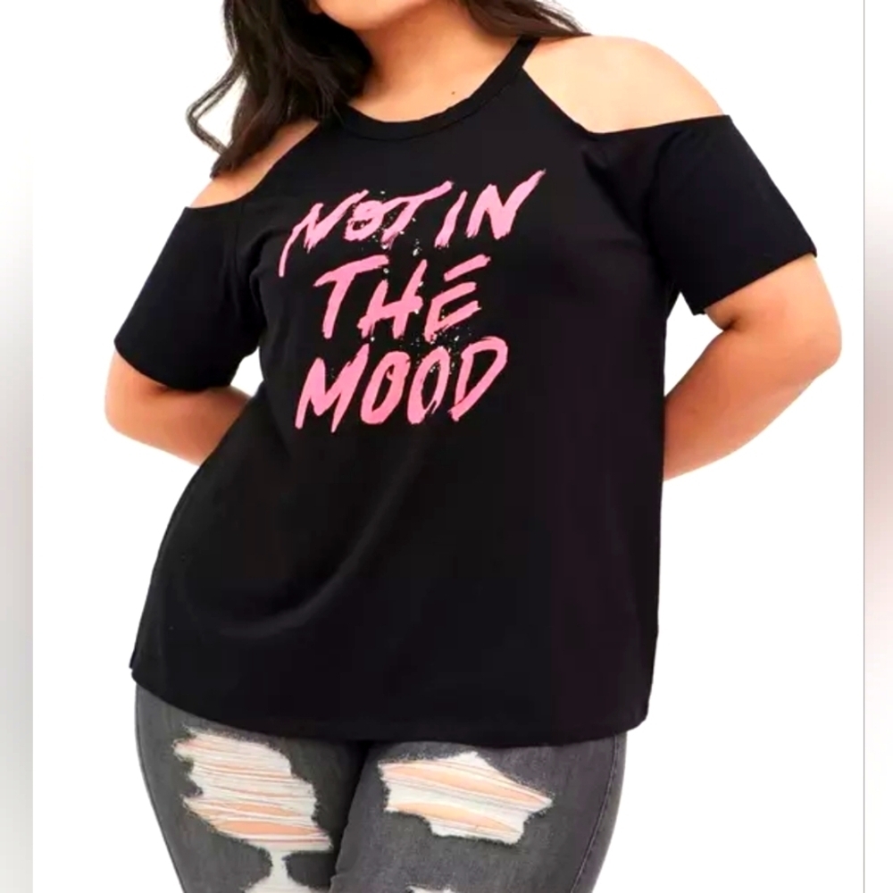 Torrid Black Pink Graphic Cut Out Tee..SIZE:5